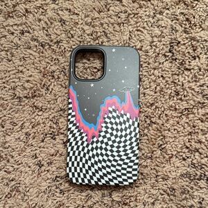 Vibrant Checkered Phone Case with Cosmic Design